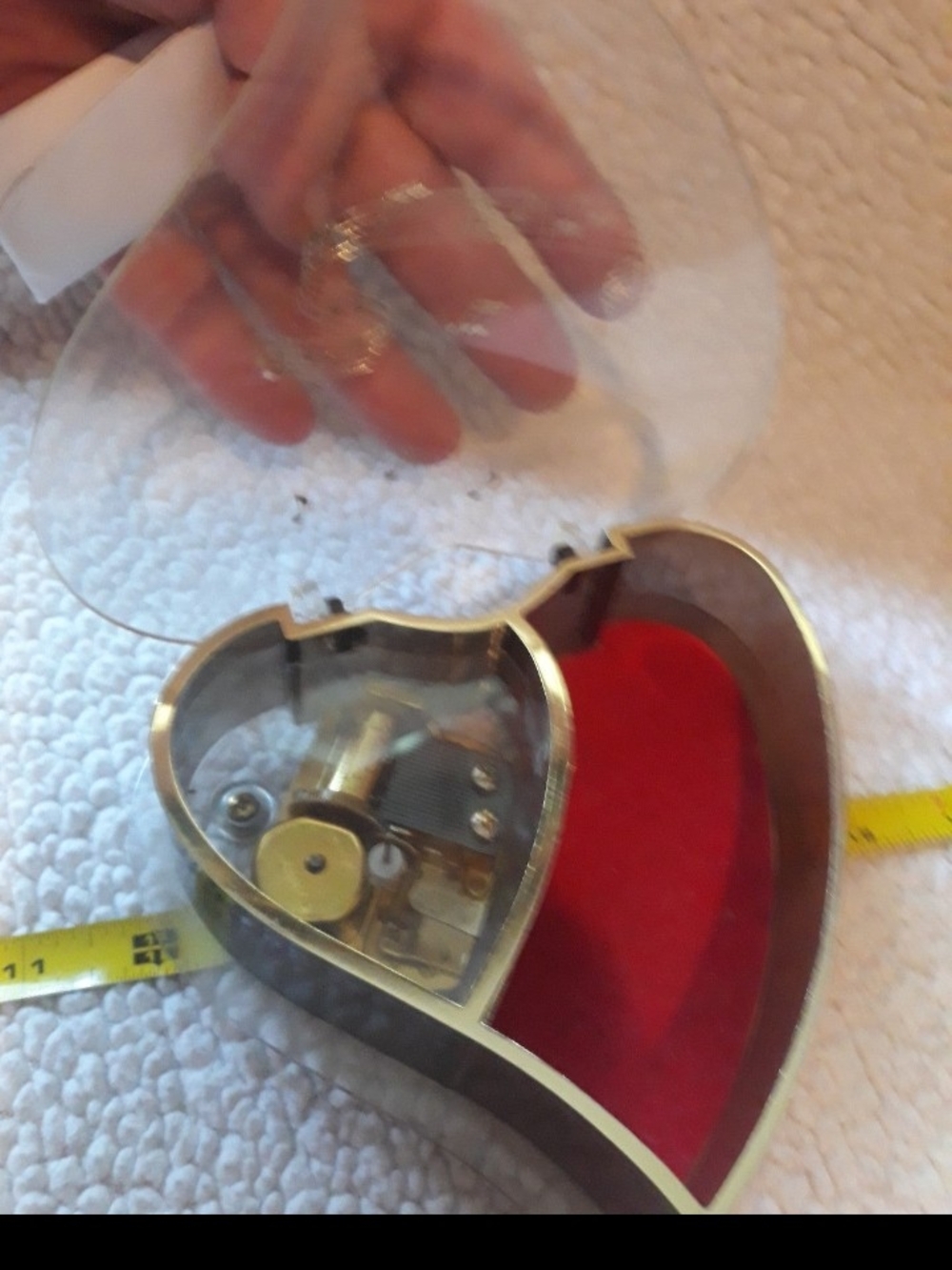 Heart-Shaped Music Jewelry Box - Red Velvet Interior